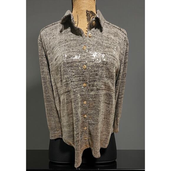 Anthropologie Hadley Relaxed Buttondown Shirt by Pilcro Shine Edition NWT, Sz S - Picture 9 of 9